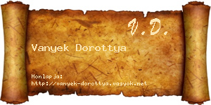 Vanyek Dorottya névjegykártya
